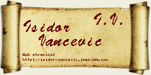 Isidor Vančević vizit kartica